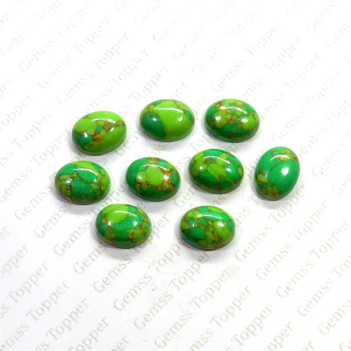 Green Mohave Turquoise 8x10 mm Oval Cabochon